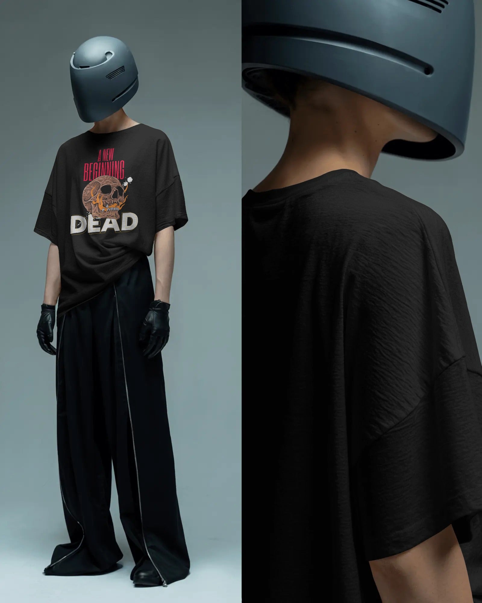 A New Beginning – Dead Streetwear Skull Oversized Black T-Shirt