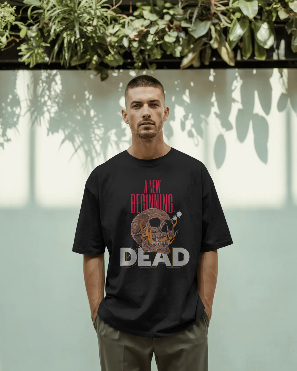 A New Beginning – Dead Streetwear Skull Oversized Black T-Shirt