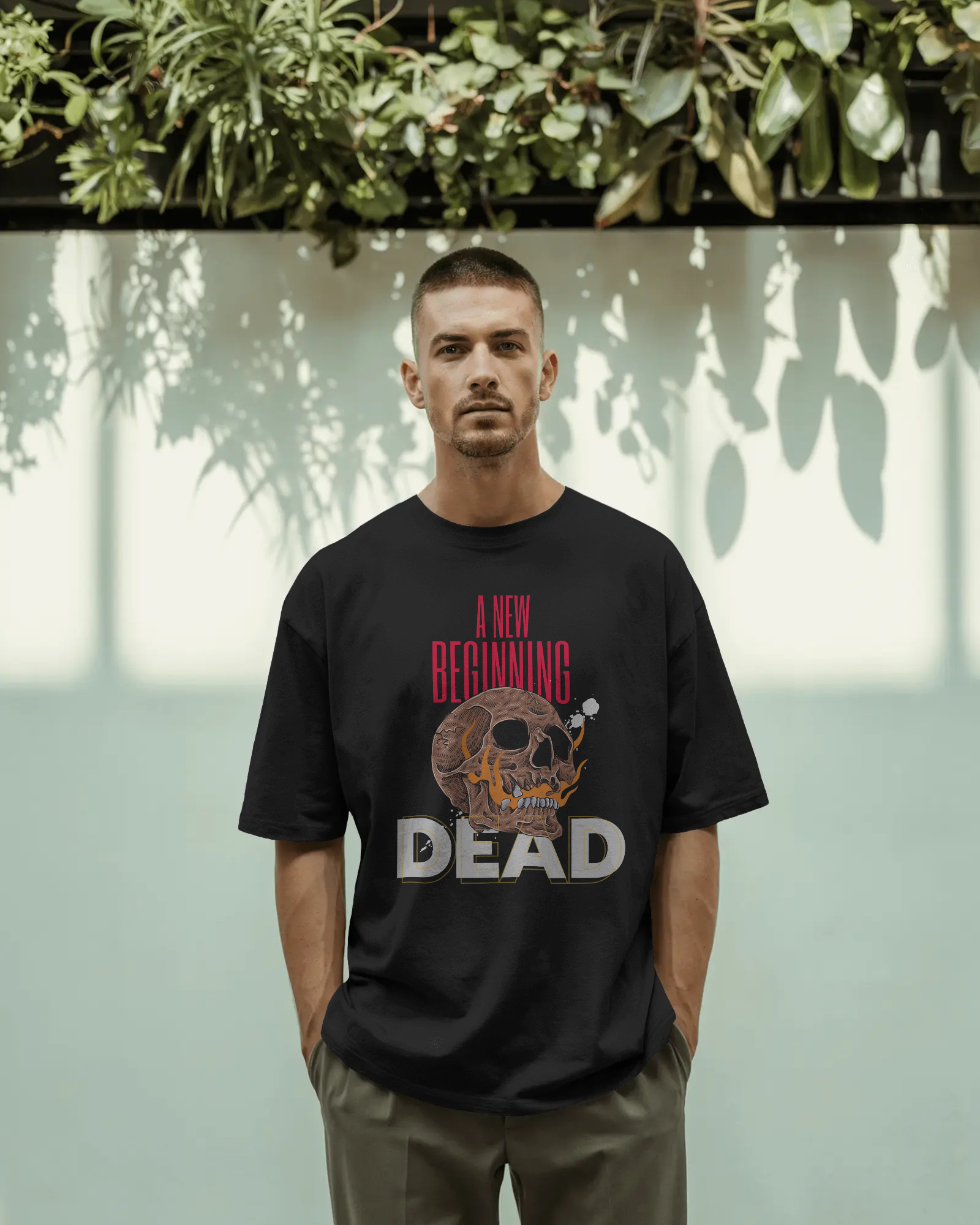 A New Beginning – Dead Streetwear Skull Oversized Black T-Shirt
