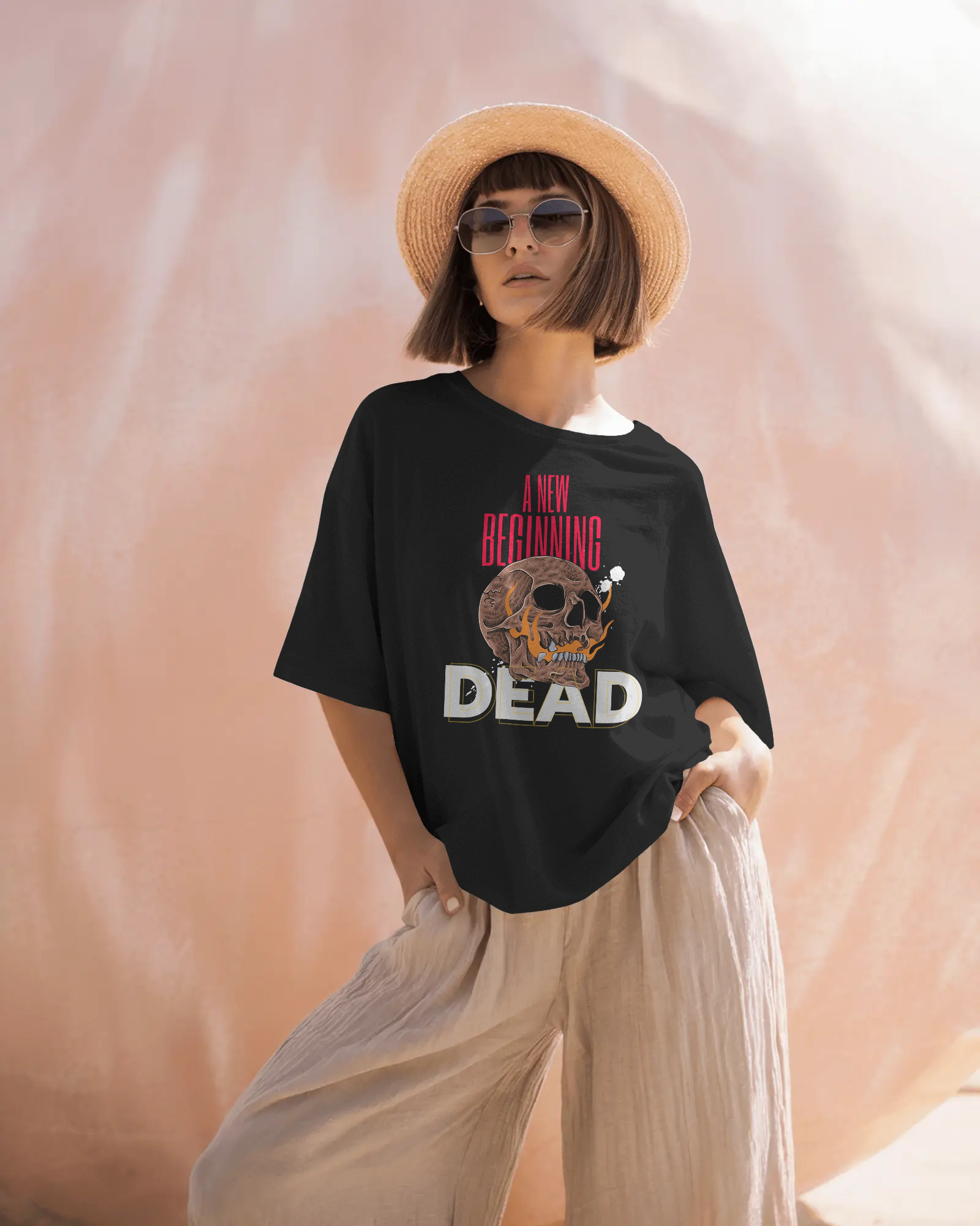 A New Beginning – Dead Streetwear Skull Oversized Black T-Shirt